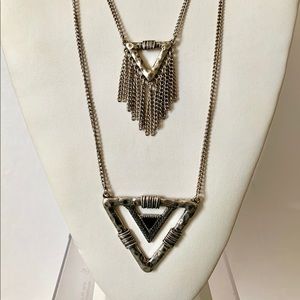 Silver 2 Row Triangle Pendant Neck